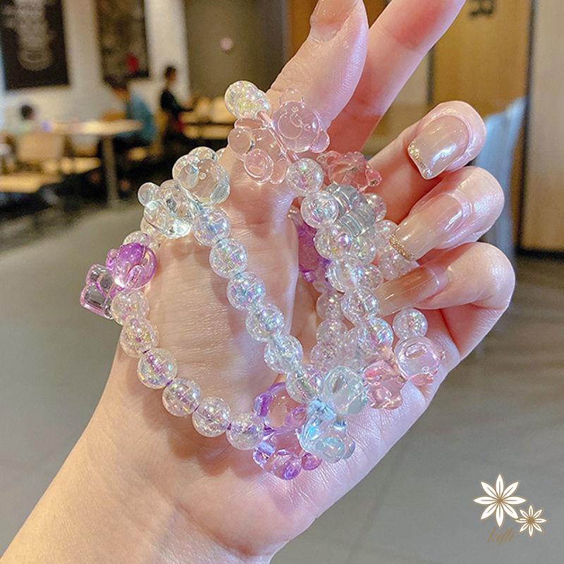 【Kifli】Dây buộc tóc đính hạt hình gấu dễ thương phong cách Hàn Quốc