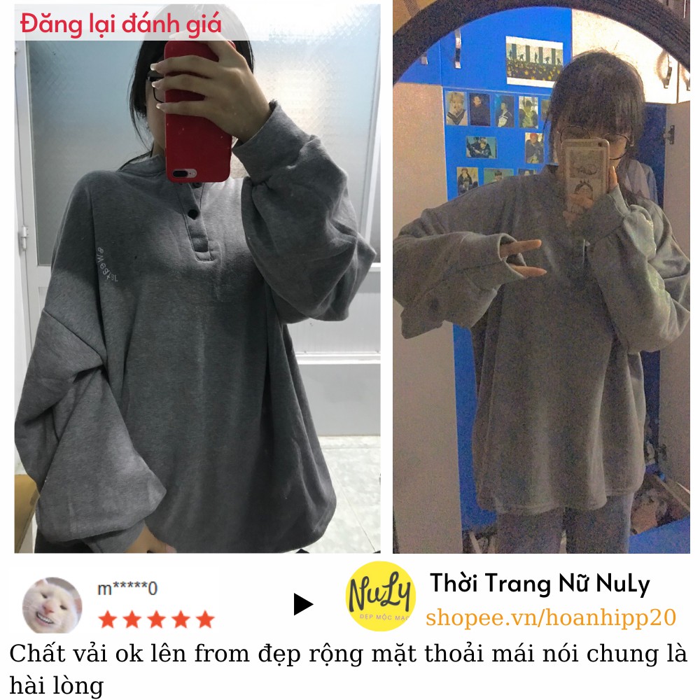 Áo sweater nỉ bông Letters NULY tay bồng, form rộng Oversize kiểu dáng Ulzzang, ASL | BigBuy360 - bigbuy360.vn
