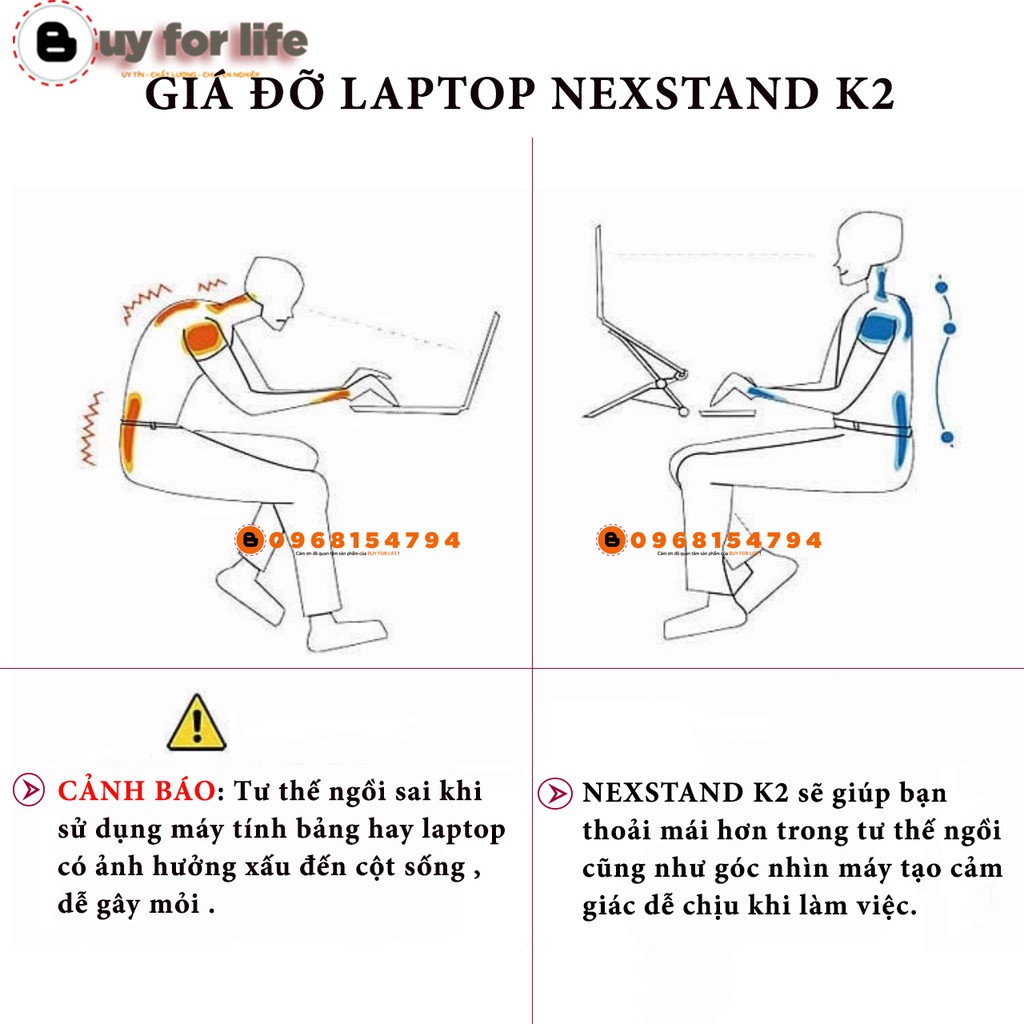 Giá đỡ Laptop & Macbook - NEXTSTAND K2 - Siêu nhẹ - Chắc chắn - Đế Tản Nhiệt Cao Cấp