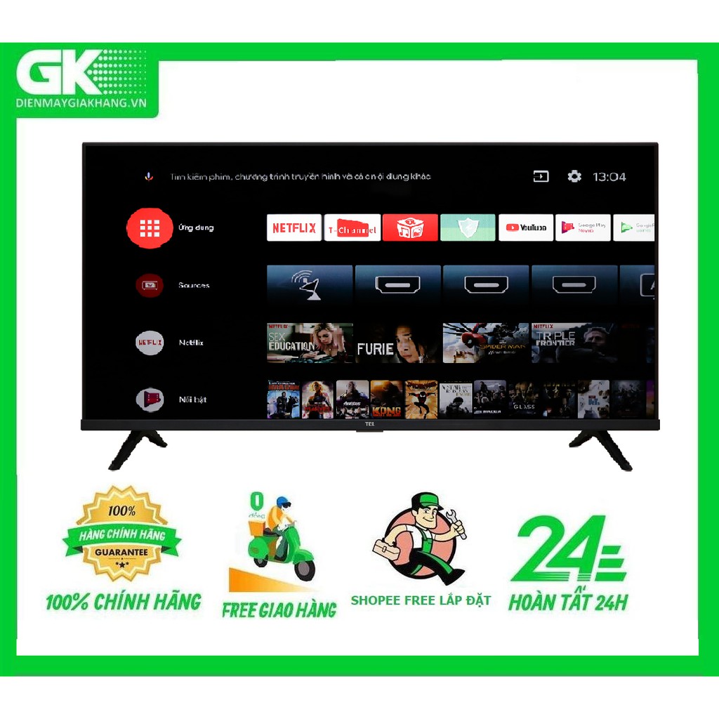 L40S66A- MIỄN PHÍ CÔNG LẮP ĐẶT-Android Tivi TCL 40 inch L40S66A