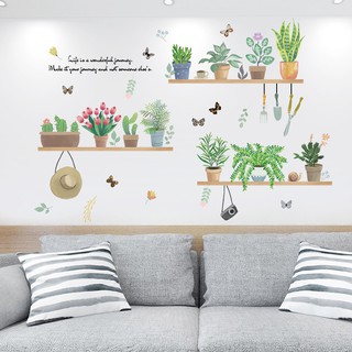 [SIÊU HOT] Decal dán tường chậu cây hoa xương rồng 04