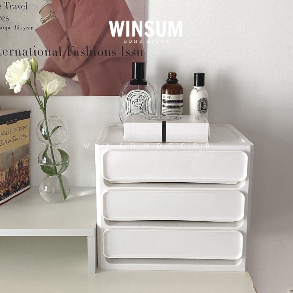 Tủ nhựa để bàn có ngăn kéo đựng đồ dùng học tập, mỹ phẩm - Winsum.decor
