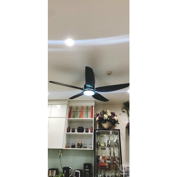 Quạt trần đèn hiện đại động cơ DC lõi đồng, đèn led 3 màu AS, đảo chiều hút ẩm, điều khiển từ xa GER67