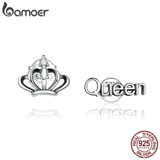 Bamoer bông tai bạc 925 hình vương miện đơn giản sce934