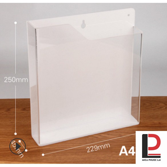 Kệ mica đựng tờ rơi treo tường a4