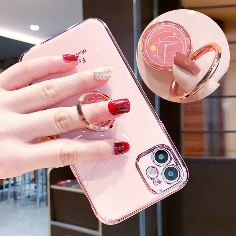 Ốp điện thoại thời trang có nhẫn đỡ thích hợp cho IPHONE 12 PRO MAX 11 XS XR X 8 7 6 6S PLUS