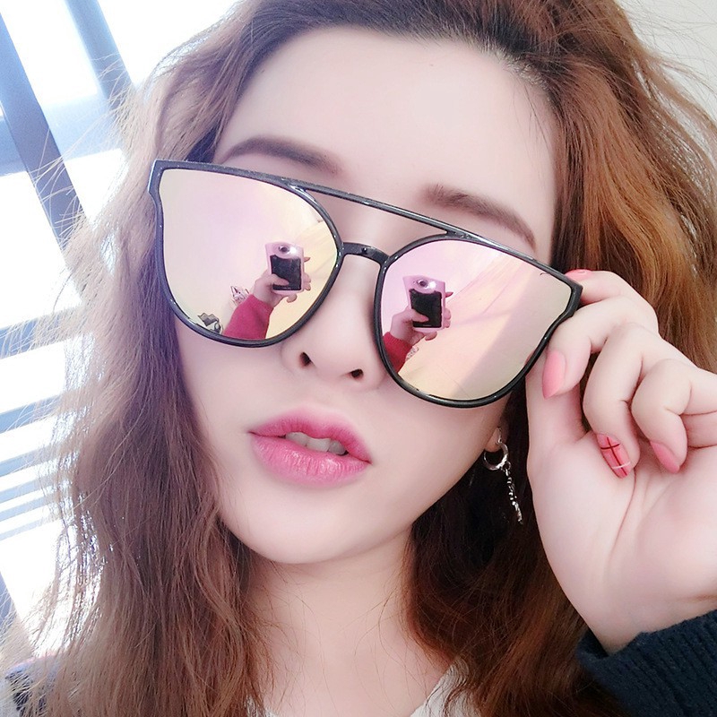 Thanh toán tại chỗ◆2018 New Korean Fashion Cat Eye Colorful Mercury Sunglasses Women Luxury Glasses