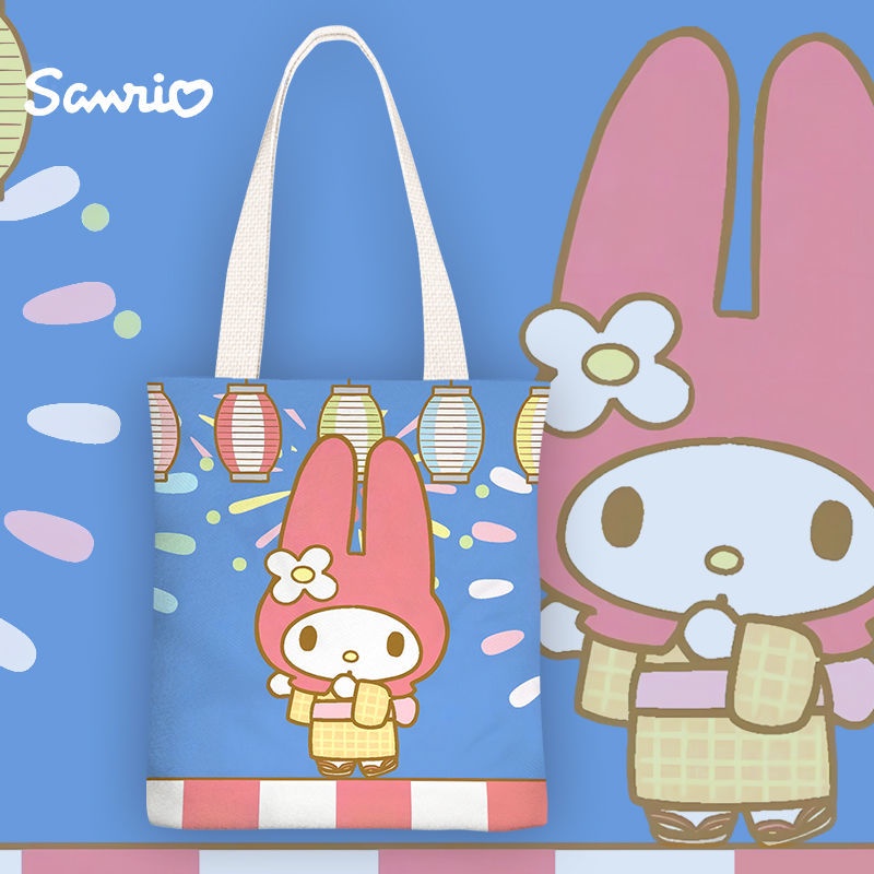 Sanrio Melody Cartoon Canvas tote Phim hoạt hình dễ thương túi vải túi cô gái túi học sinh túi xách túi vai túi xách túi zipper túi môi trường túi xách