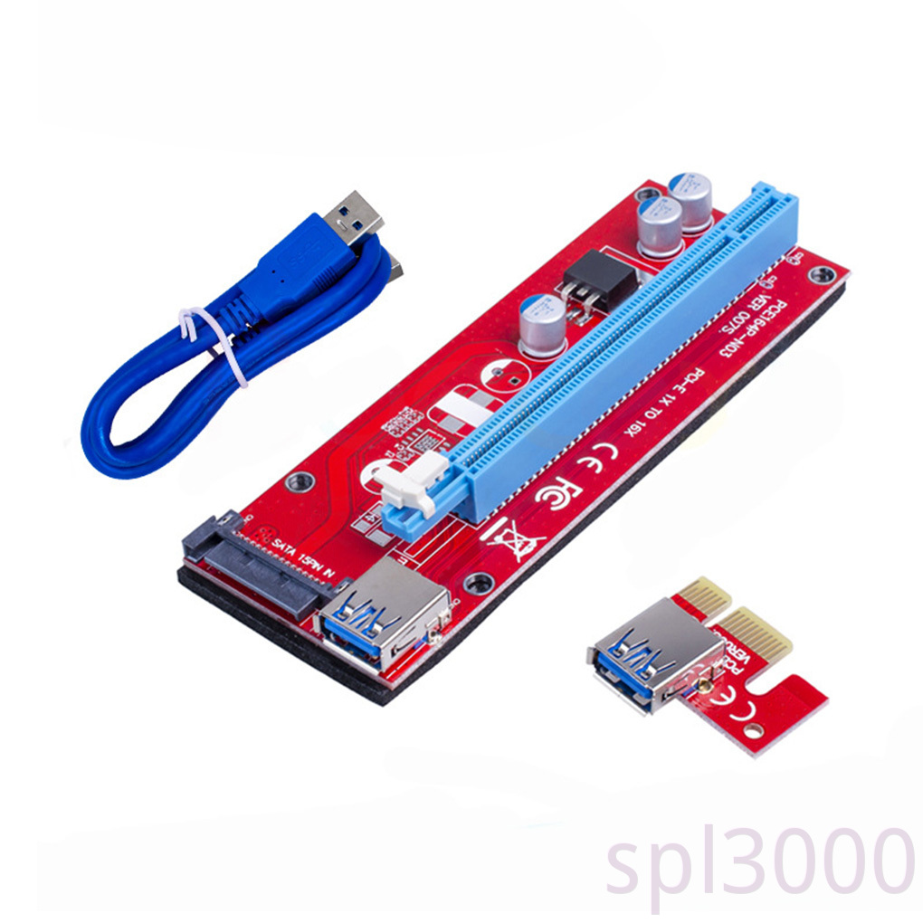 PCI-E Riser Board SATA 15pin Power Interface Extender Card USB 3.0 PCI-E 1x to 16X Adapter