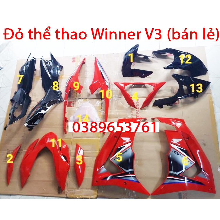 Dàn Áo Winner X V3 2022 Đỏ thể thao  Zin chính hãng Honda
