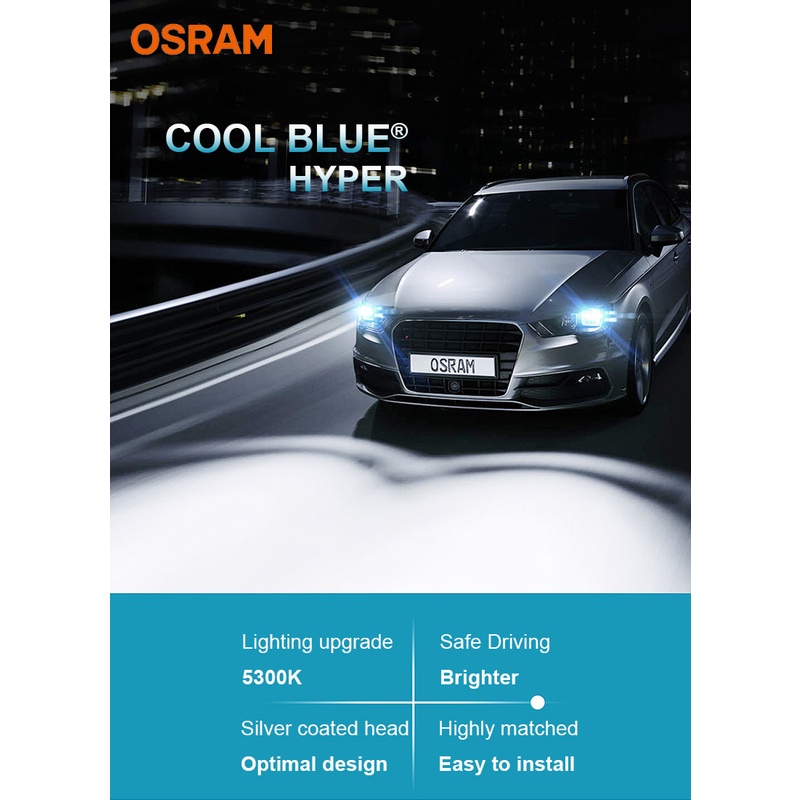 OSRAM Cool Blue Hyper H1 H4 H7 H11 9005 HB3 9006 HB4 5300K Đèn pha ô tô Halogen Bóng đèn sương mù