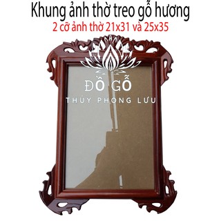 khung ảnh gỗ hương-khung ảnh treo tường-khung ảnh thờ treo 2 cỡ ảnh 21x31 và 25x35