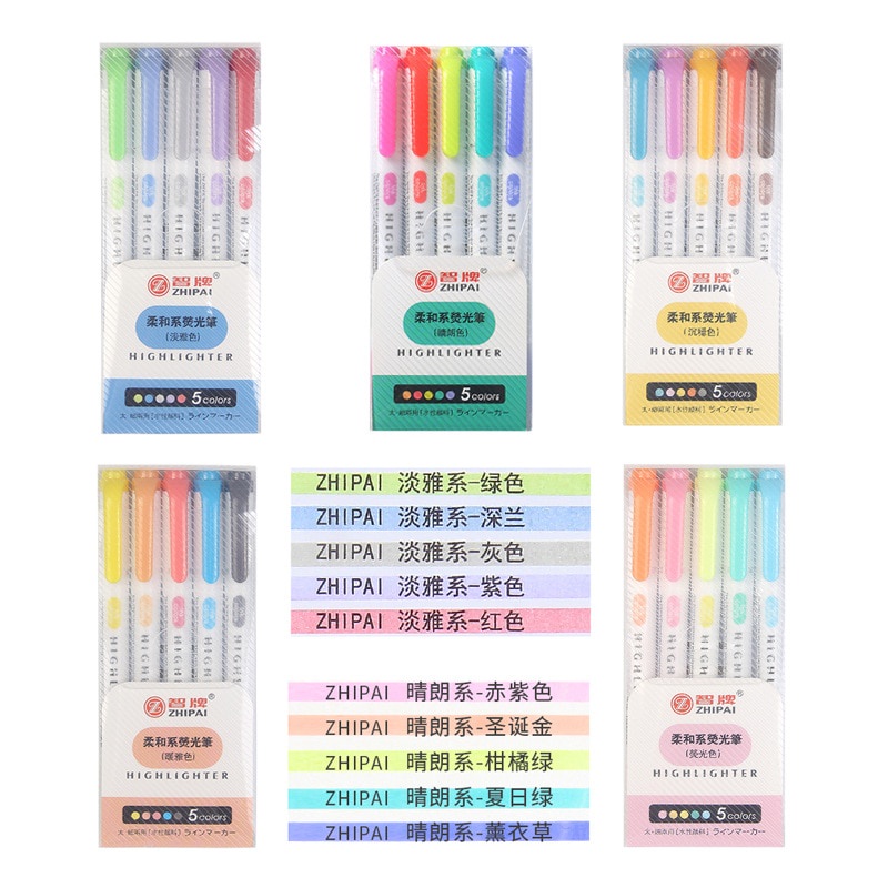 Set 5/25 bút dạ quang nhiều màu sắc tiện dụng