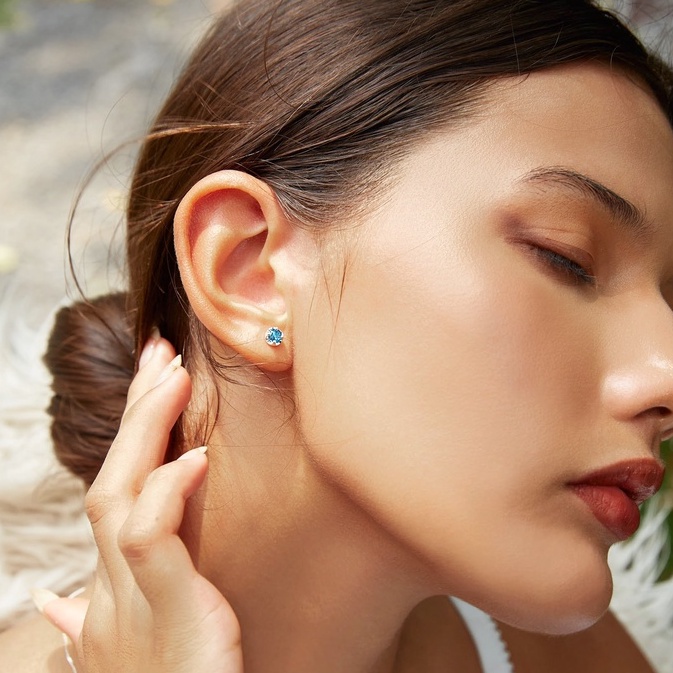 Bông Tai Đơn Giản Đá Topaz Thiên Nhiên Tình Yêu Và Hy Vọng SP001323 Gypsy.lala