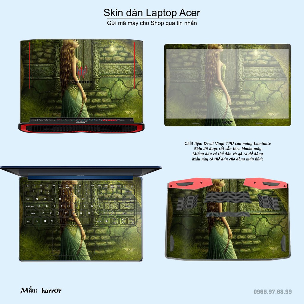 Skin dán Laptop Acer in hình Harry Potter (inbox mã máy cho Shop)