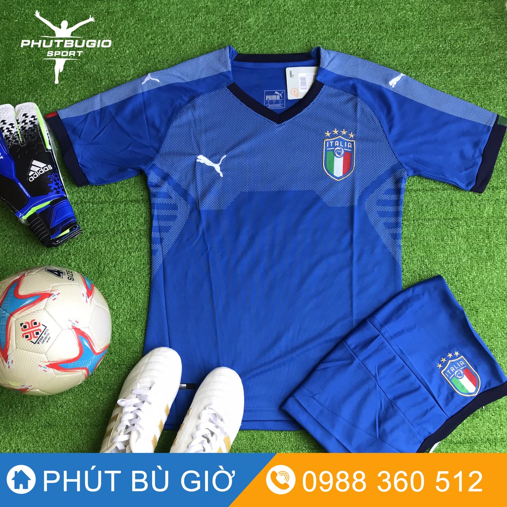 Áo Bóng Đá Thể Thao Đá Banh Đội Tuyển Ý ITALIA 2018 Chất Polyester, Hàng Thailand Thi Đấu Phút Bù Giờ Sport
