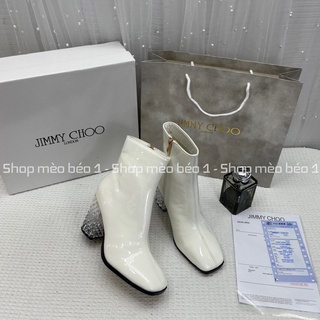 Bốt boot jc da bóng mũi vuông gót trụ pha màu fullbox