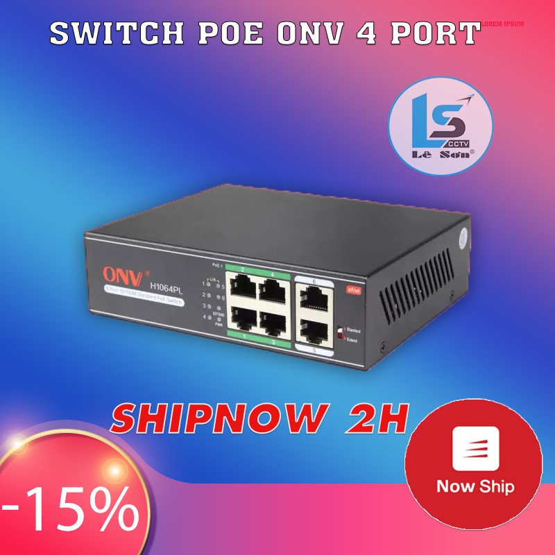 Switch PoE⭐FREESHIP⭐Hàng chính hãng ONV 4 port - 2 Cổng Uplink