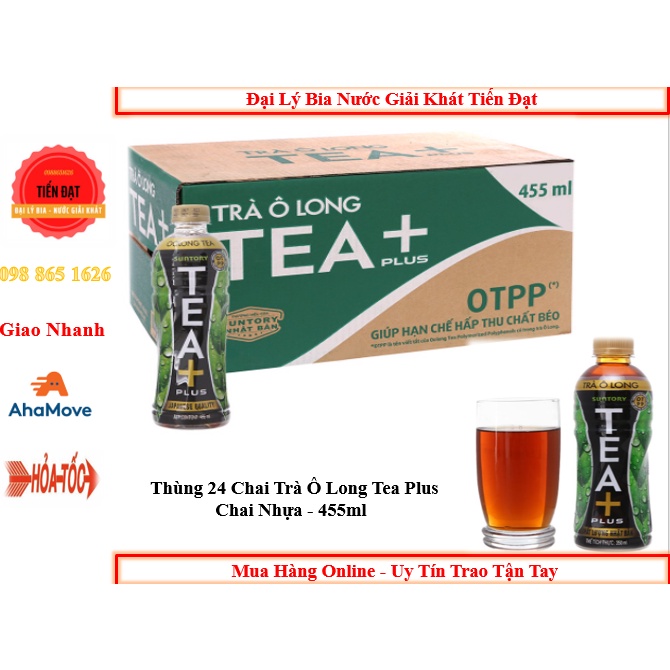 Thùng 24 Chai Trà Ô Long Tea Plus Chai Nhựa - 455ml Date Luôn Mới