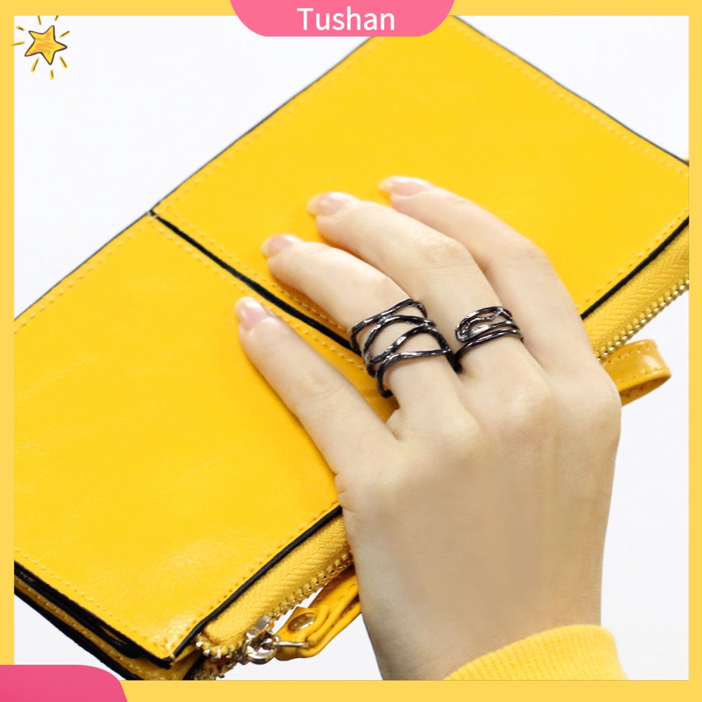 Set 3 nhẫn đeo tay kim loại đơn giản thời trang cho nữ