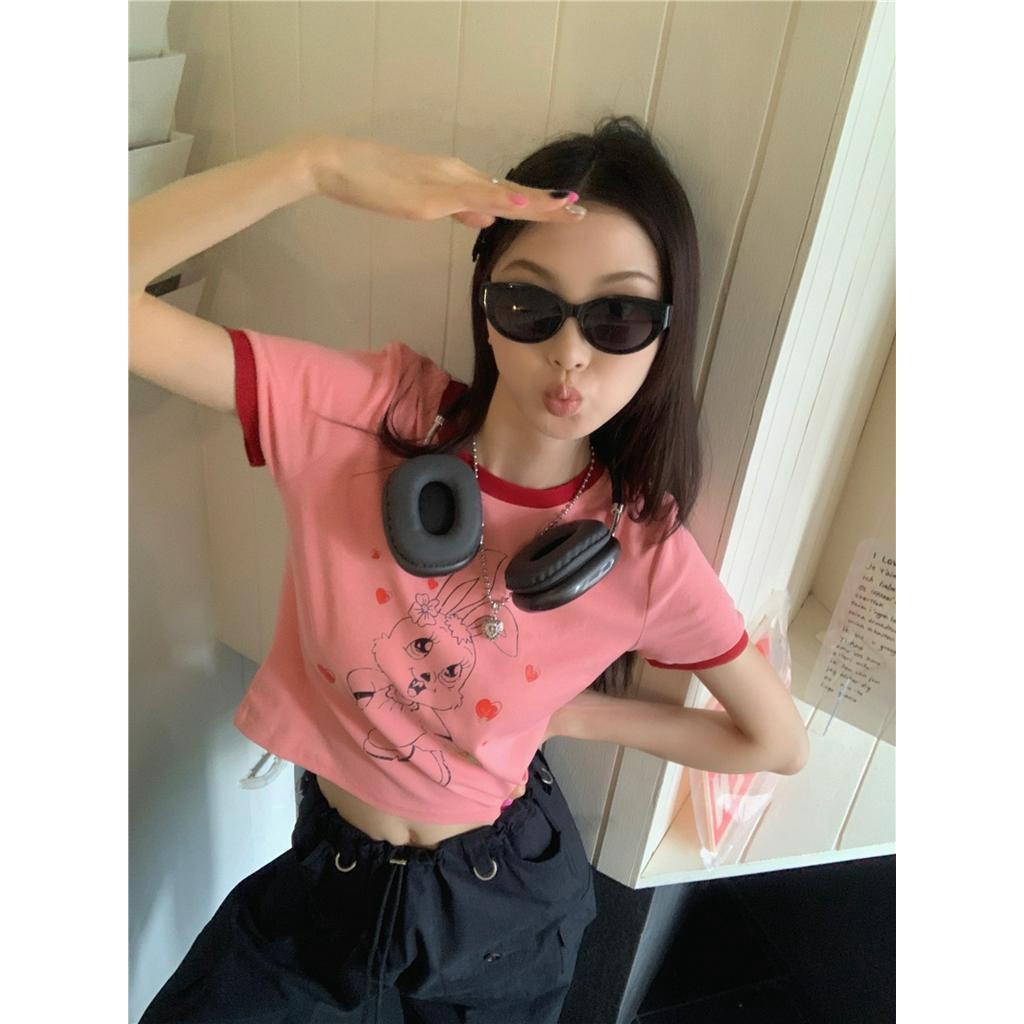 Áo Thun Ngắn Tay In Hình Thỏ Phong Cách Retro 62564