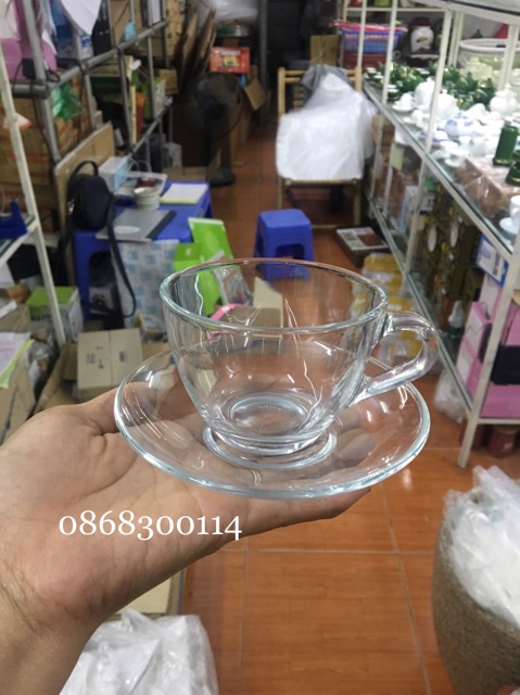 Bộ 01 ly+ 01 tách thuỷ tinh Thái Lan 220ml