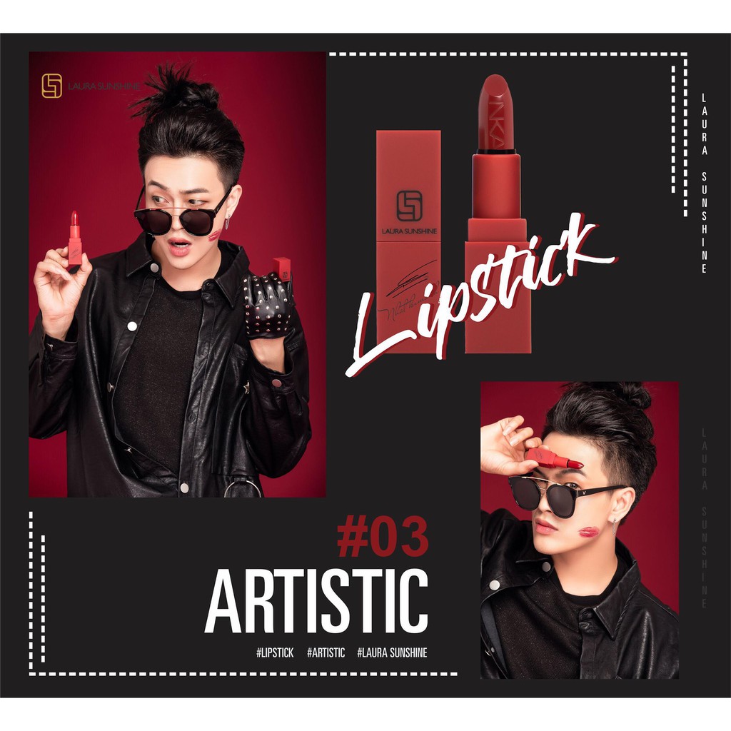 ( Son lì) Son môi 03 Nhật Kim Anh - Lipstick No 03 Artistic Laura Sunshine - Màu đỏ rượu vang