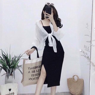 Set body áo sơ mi trắng
