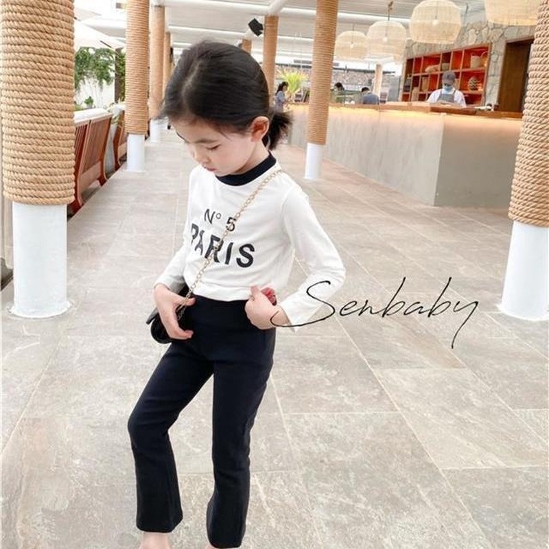 Áo Thun Cotton Tay Dài Dáng Ôm In Chữ Thời Trang Cho Bé Gái