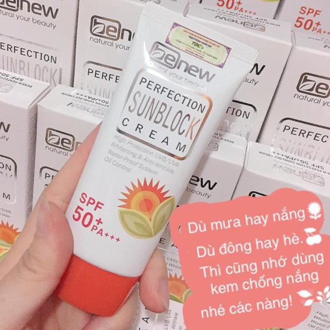 Kem Chống Nắng Hàn Quốc BENEW trắng da, lên tone Perfection Sunblock 50ml -  SPF 50 PA+++