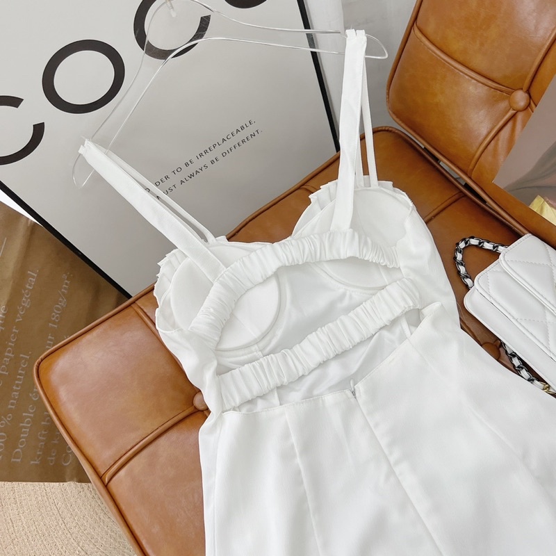 ĐẦM 2 DÂY TRẮNG SEXY HỞ LƯNG QUYẾN RŨ DÀNH CHO NỮ