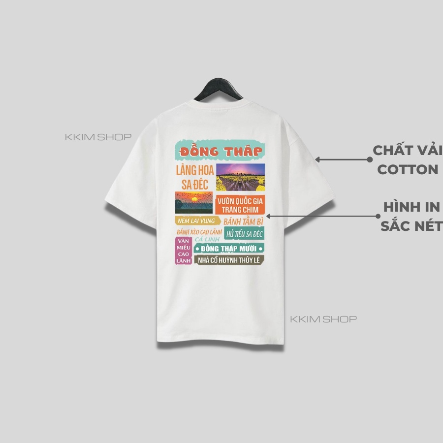 Áo thun tay lỡ ĐỒNG THÁP, Áo phông 63 tỉnh thành Form rộng oversize, chất liệu Cotton KKIMSHOP