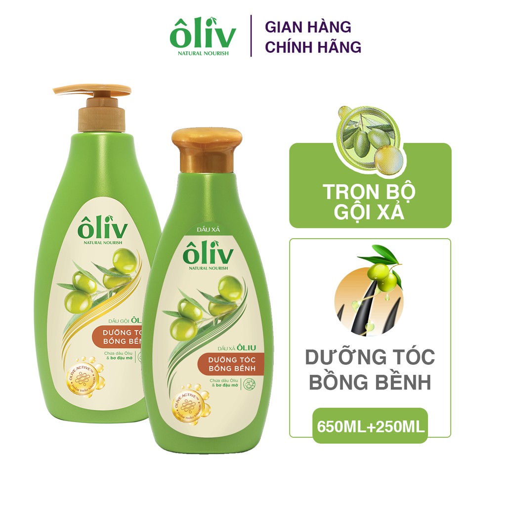 Combo Dầu Gội Ôliv Dưỡng Tóc Bồng Bềnh 650ml + Dầu xả Ôliv Dưỡng Tóc Bồng bềnh 250ml