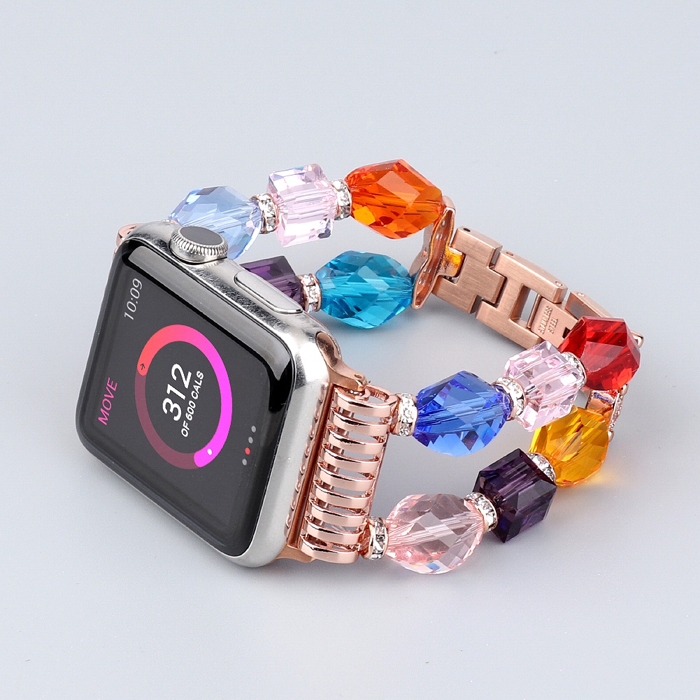 Dây đeo bằng đá quý nhiều màu sang trọng cho Apple iWatch38MM40MM41MM42MM44MM45MM Dây đeo tay thời trang nữ sang trọng iWatch Series 7 6 5 4 3 2SE