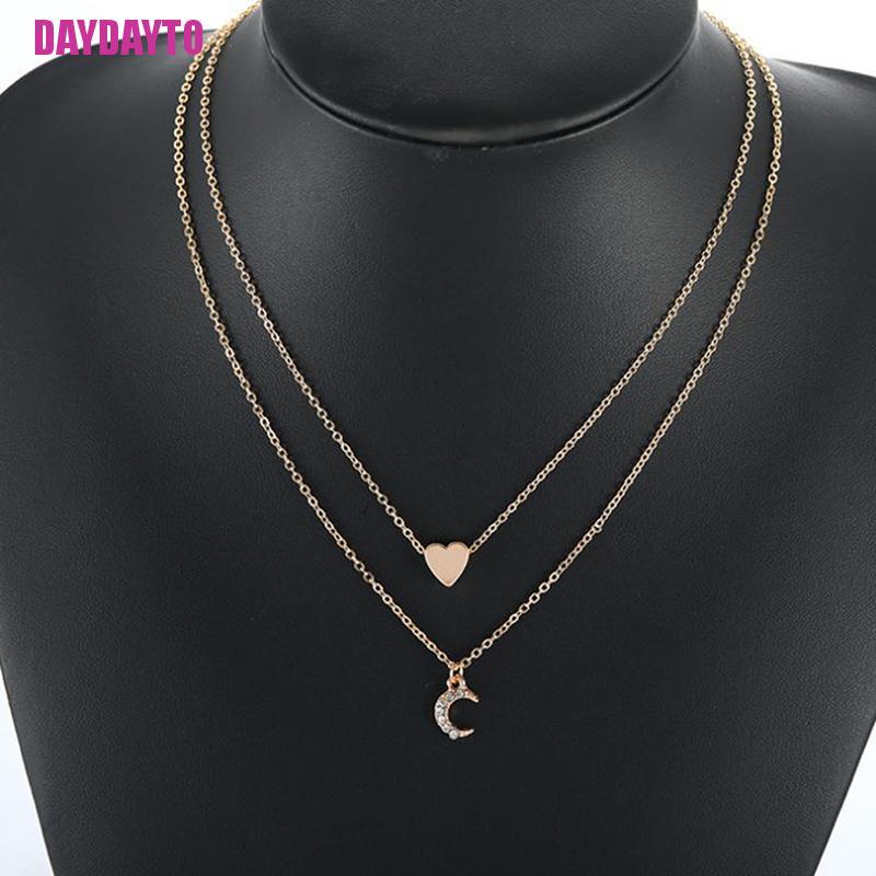 Vòng Cổ Choker Nhiều Lớp Họa Tiết Trái Tim / Mặt Trăng Thời Trang Cho Nữ