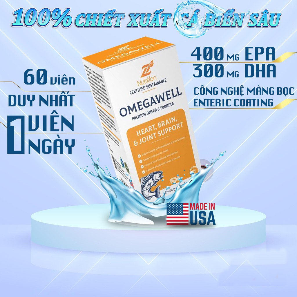 Z Nutrition Omegawell Viên Uống Omega 3 Bổ Sung Chất Béo Tốt Cho Tim Mạch Và Trí Não