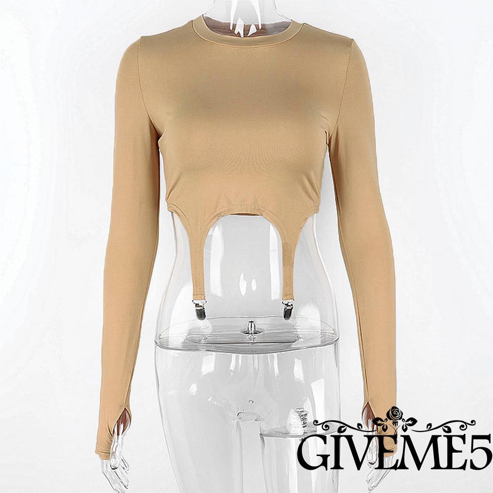 Áo thun nữ dài tay cổ tròn màu trơn thời trang