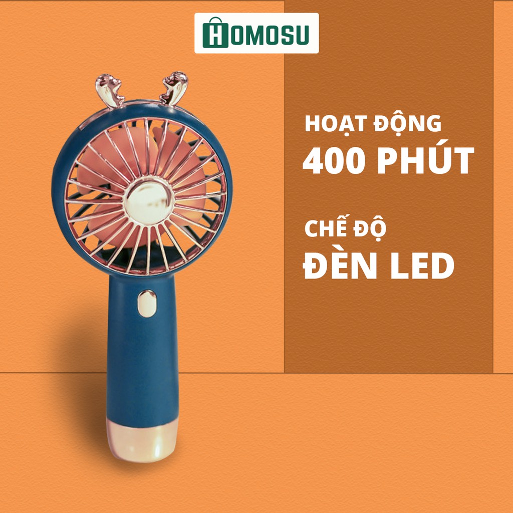 Quạt Mini Tích Điện 1200mah Cầm Tay/Để Bàn Tai Thú Dễ Thương 3 Tốc Độ Gió Kèm Đèn LED Đa Tiện Ích DFS002