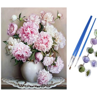 Tranh tô màu sơn dầu số hóa - DIY Tranh lọ hoa trang trí treo tường làm quà tặng
