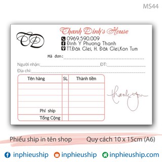 Phiếu ship hàng 400 tờ (MS44)