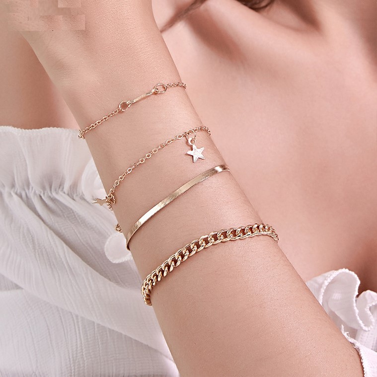 Set vòng tay nhiều lớp mặt hình ngôi sao thời trang cho nữ