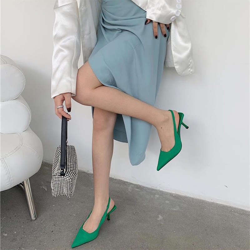 Tikp Giày nữ Giày nữ thời trang Giày cao gót nhọn hở ngón 5 màu Size 35-40