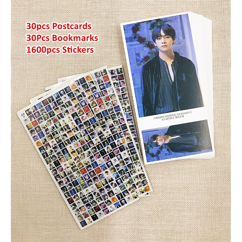 Thiệp ghi lời chúc in hình V BTS tặng kèm hình dán và lomo