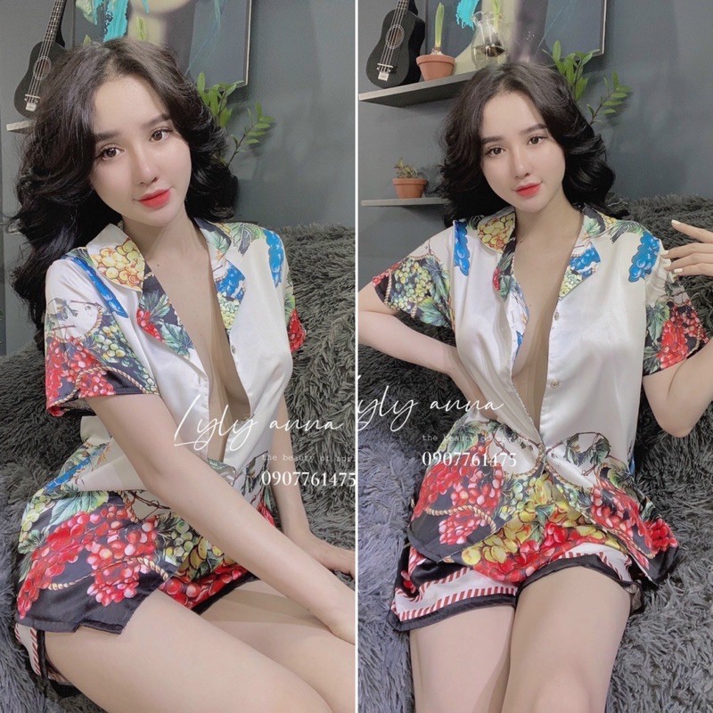 Bộ lụa satin đùi (pizama) | BigBuy360 - bigbuy360.vn
