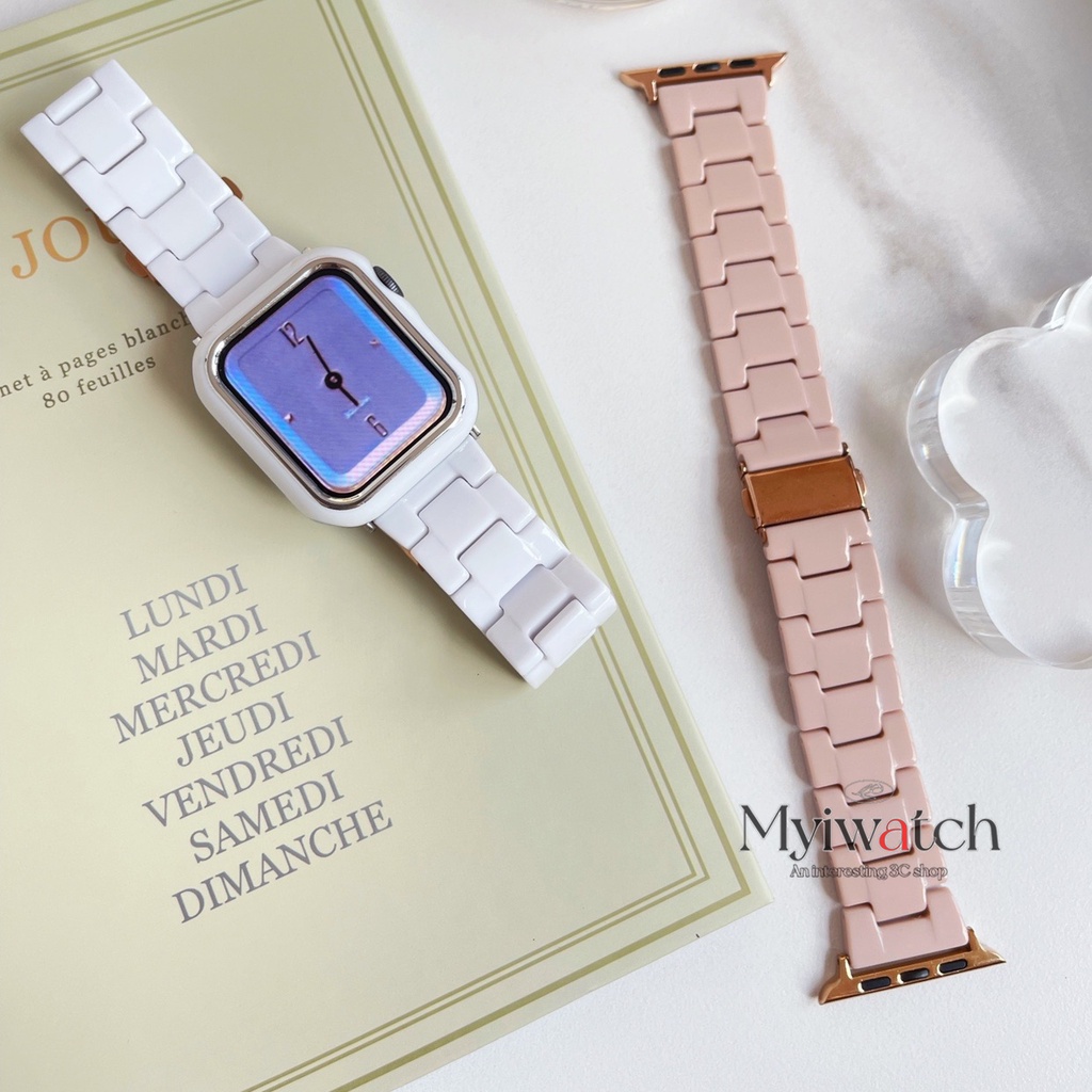 Dây đeo đồng hồ thông minh resin gốm có/ không có vỏ bọc thích hợp cho iWatch 6 SE 5 4 3 2 1 42mm 38mm 40mm 44mm 40mm