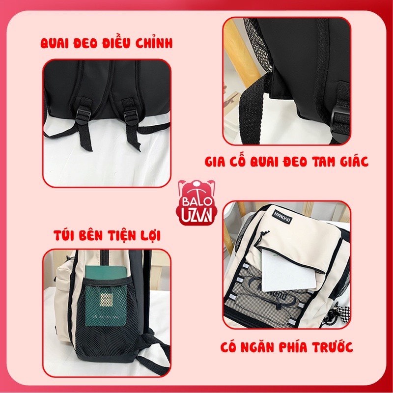 Balo đi học nam nữ Ulzzang basic thời trang, cặp túi sách laptop phong cách Unisex Hàn Quốc cho học sinh, sinh viên.