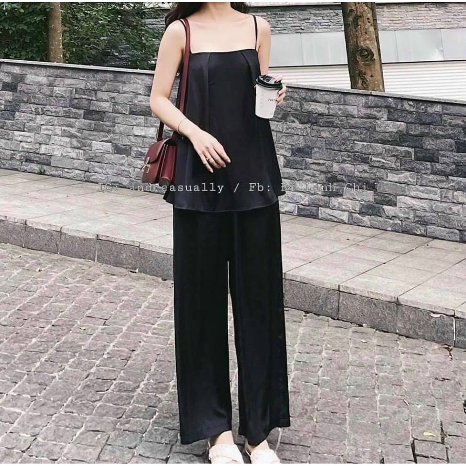 Set Áo Hai Dây Kết Hợp Cùng Quần Suông Thiết Kế Hiện Đại, Sexy Cực Tôn Dáng, Chất Vải Cao Cấp, Mềm, Mịn | BigBuy360 - bigbuy360.vn