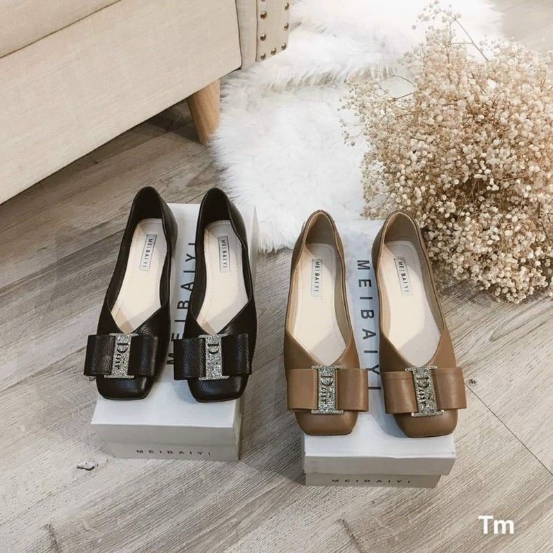 giày búp bê nơ dioR.