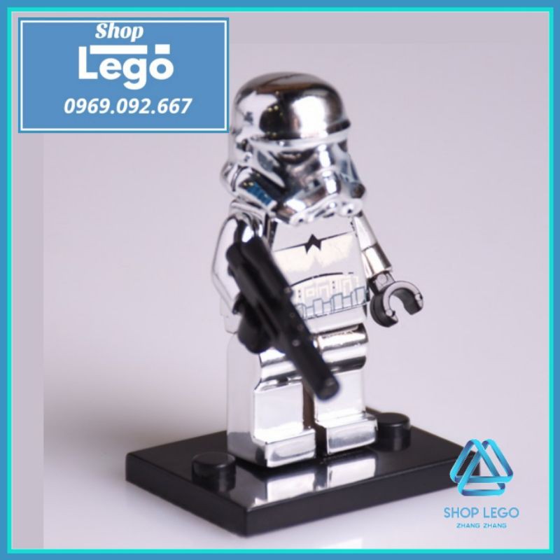 Xếp hình Imperial Stormtrooper mạ Crom bóng trong Star Wars Chiến tranh giữa các vì sao Lego Minifigures POGO PG801