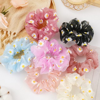 Dây Buộc Tóc Vải Scrunchies In Hoa Nhiều Màu Đơn Giản Nữ Tính